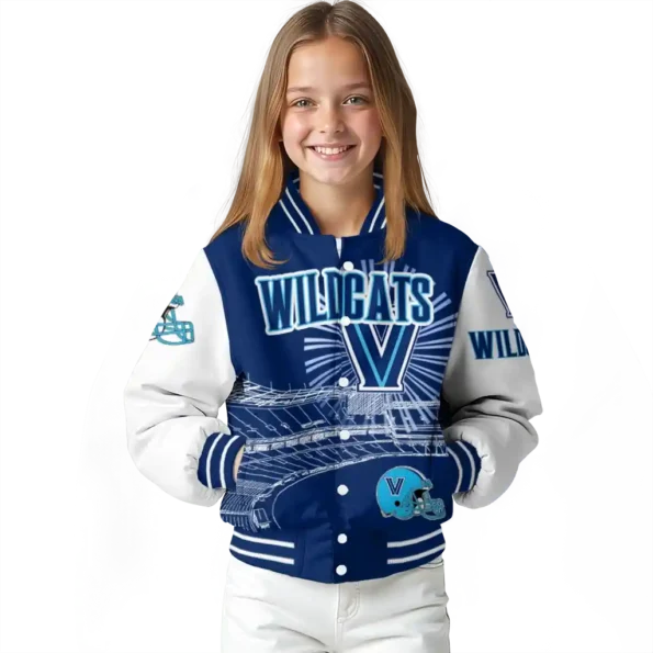 custom villanova wildcats ferris arena navy white varsity jacket top rated.webp