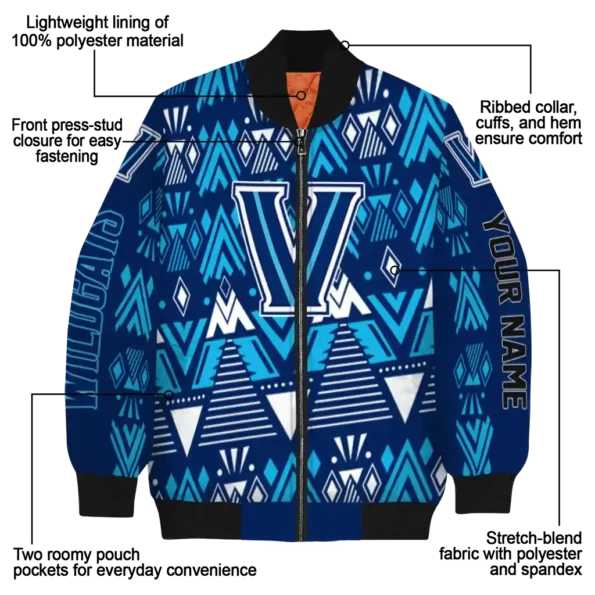 custom villanova wildcats pyramid shapes navy bomber jacket new arrival