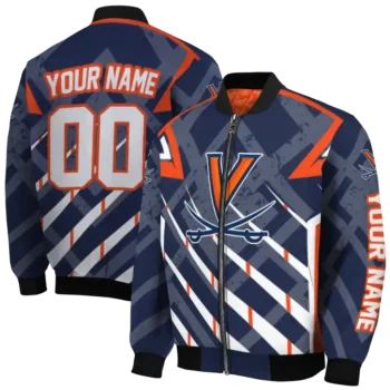custom virginia cavaliers chevron angles blue bomber jacket fashion forward