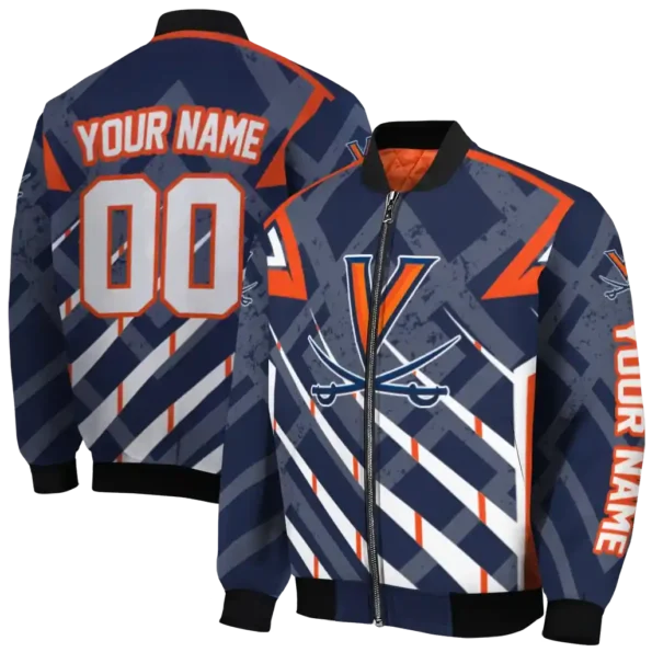 custom virginia cavaliers chevron angles blue bomber jacket fashion forward
