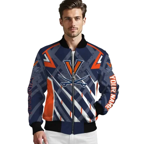 custom virginia cavaliers chevron angles blue bomber jacket high quality