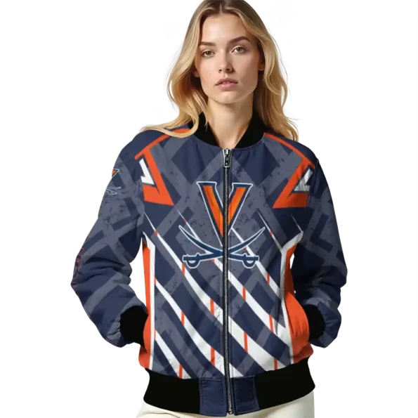 custom virginia cavaliers chevron angles blue bomber jacket latest model