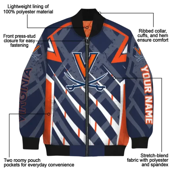custom virginia cavaliers chevron angles blue bomber jacket new arrival