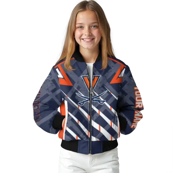 custom virginia cavaliers chevron angles blue bomber jacket top rated