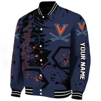 custom virginia cavaliers hexagon cluster blue black varsity jacket best selling.webp