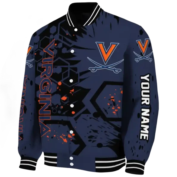 custom virginia cavaliers hexagon cluster blue black varsity jacket best selling.webp