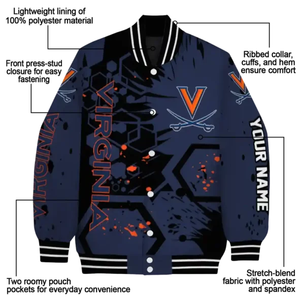 custom virginia cavaliers hexagon cluster blue black varsity jacket new arrival.webp