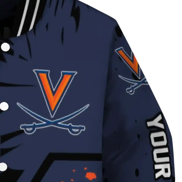 custom virginia cavaliers hexagon cluster blue black varsity jacket premium grade.webp