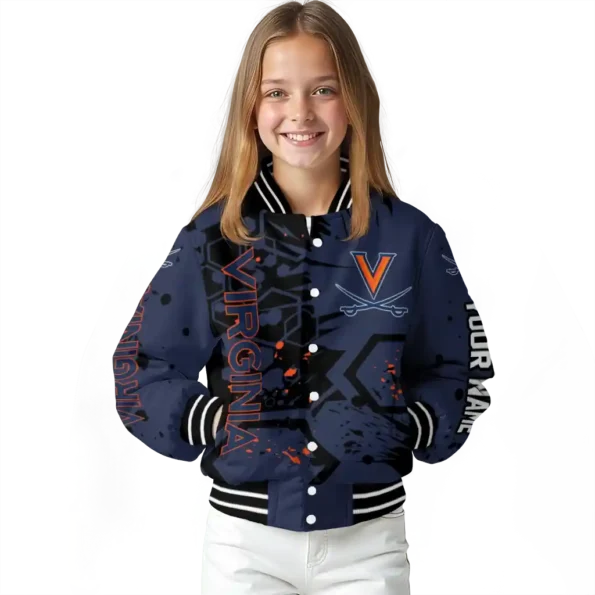 custom virginia cavaliers hexagon cluster blue black varsity jacket top rated.webp