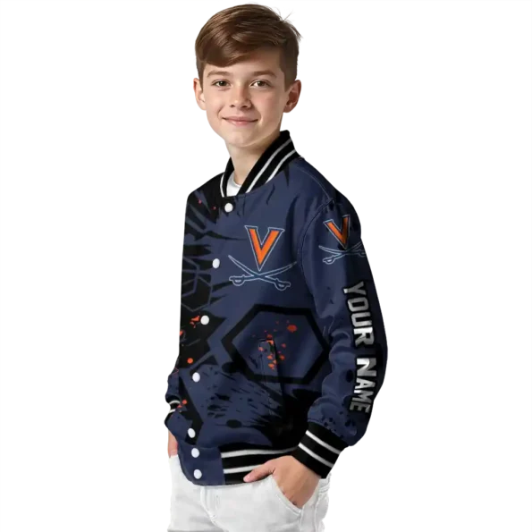 custom virginia cavaliers hexagon cluster blue black varsity jacket trendy.webp