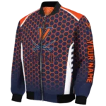 custom virginia cavaliers hexagon grid blue bomber jacket best selling