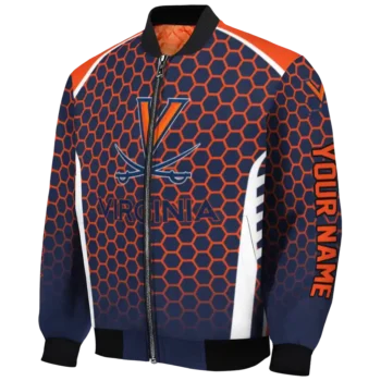 custom virginia cavaliers hexagon grid blue bomber jacket best selling