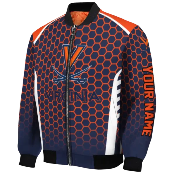 custom virginia cavaliers hexagon grid blue bomber jacket best selling