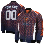 custom virginia cavaliers hexagon grid blue bomber jacket best selling