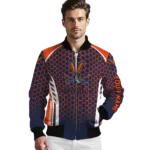 custom virginia cavaliers hexagon grid blue bomber jacket best selling