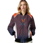 custom virginia cavaliers hexagon grid blue bomber jacket best selling