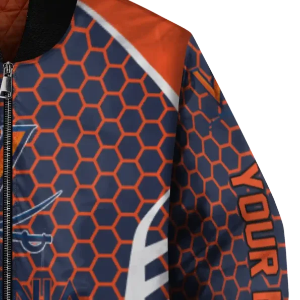 custom virginia cavaliers hexagon grid blue bomber jacket premium grade