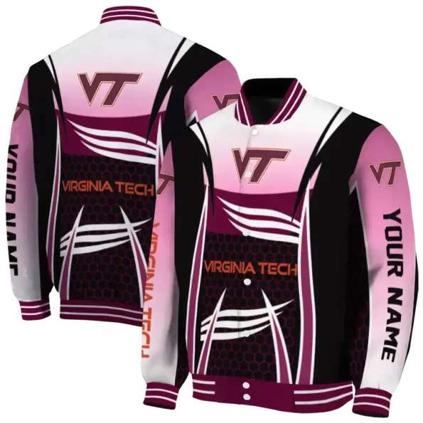 custom virginia tech hokies mesh effect maroon black varsity jacket fashion forward.webp