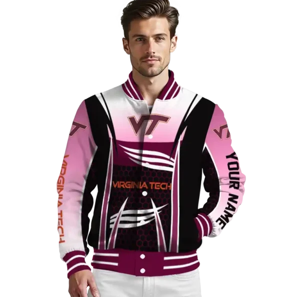 custom virginia tech hokies mesh effect maroon black varsity jacket high quality.webp