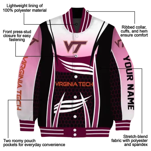custom virginia tech hokies mesh effect maroon black varsity jacket new arrival.webp