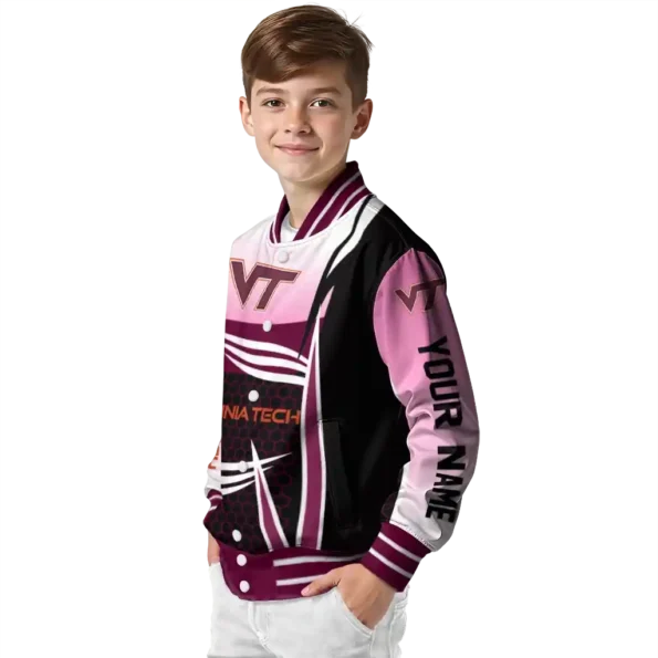 custom virginia tech hokies mesh effect maroon black varsity jacket trendy.webp