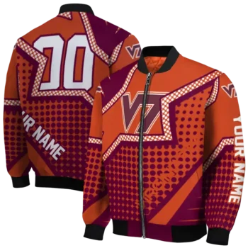 custom virginia tech hokies star burst maroon bomber jacket fashion forward