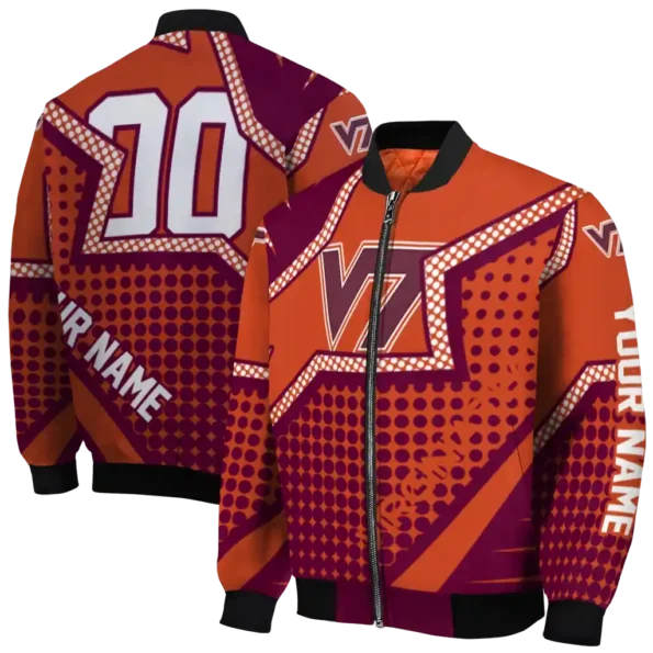 custom virginia tech hokies star burst maroon bomber jacket fashion forward