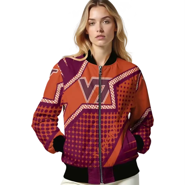custom virginia tech hokies star burst maroon bomber jacket latest model