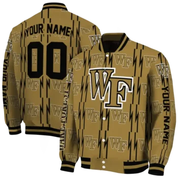 custom wake forest demon deacons bolt stripe gold varsity jacket fashion forward.webp