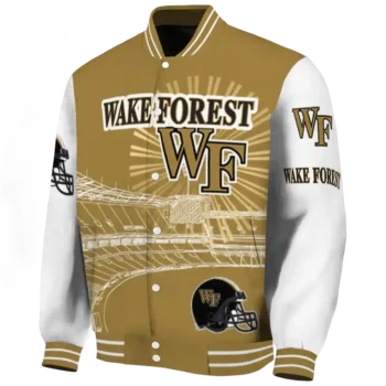 custom wake forest demon deacons ferris arena gold white varsity jacket best selling.webp