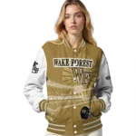 custom wake forest demon deacons ferris arena gold white varsity jacket best selling.webp