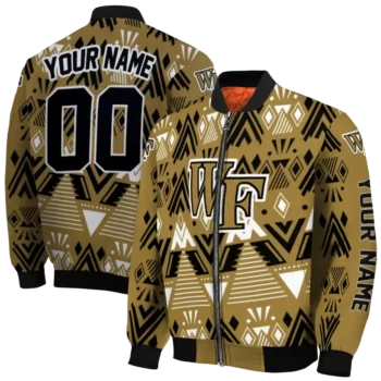 custom wake forest demon deacons pyramid shapes gold bomber jacket fashion forward
