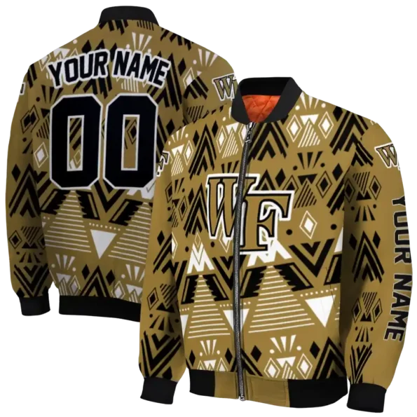 custom wake forest demon deacons pyramid shapes gold bomber jacket fashion forward