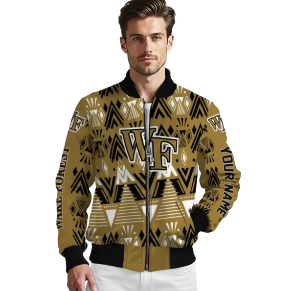 custom wake forest demon deacons pyramid shapes gold bomber jacket high quality