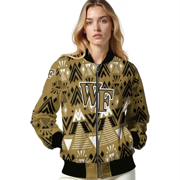 custom wake forest demon deacons pyramid shapes gold bomber jacket latest model