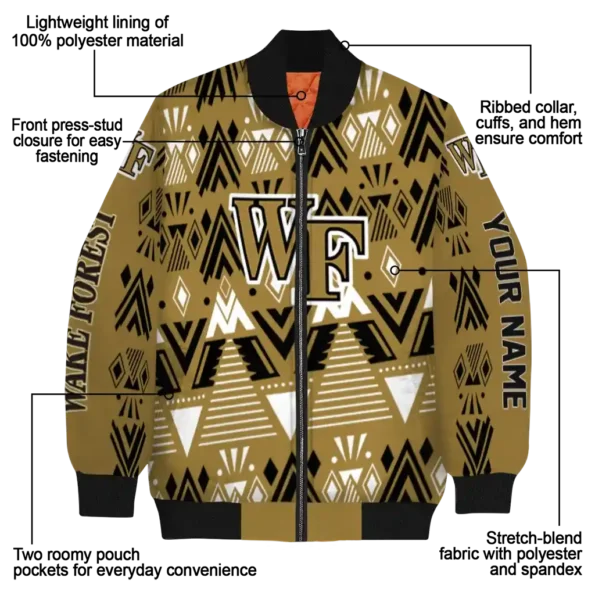custom wake forest demon deacons pyramid shapes gold bomber jacket new arrival