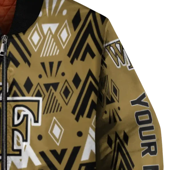 custom wake forest demon deacons pyramid shapes gold bomber jacket premium grade