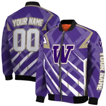 custom washington huskies chevron angles purple bomber jacket fashion forward