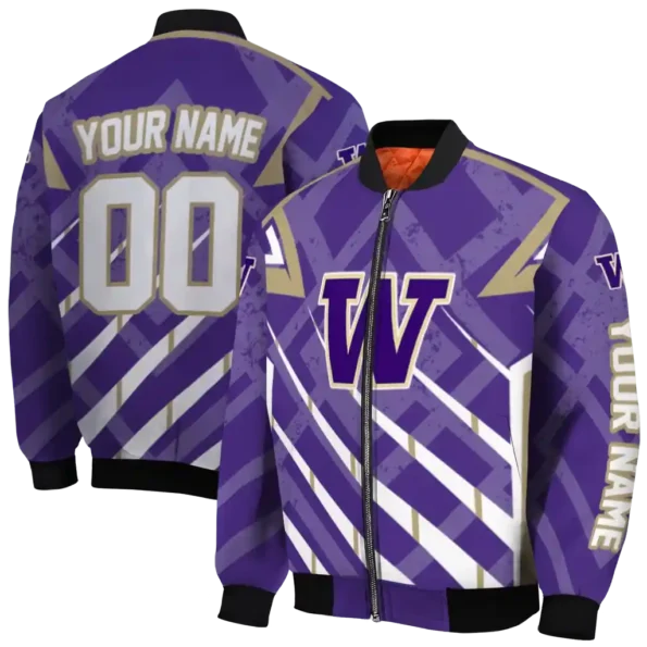 custom washington huskies chevron angles purple bomber jacket fashion forward