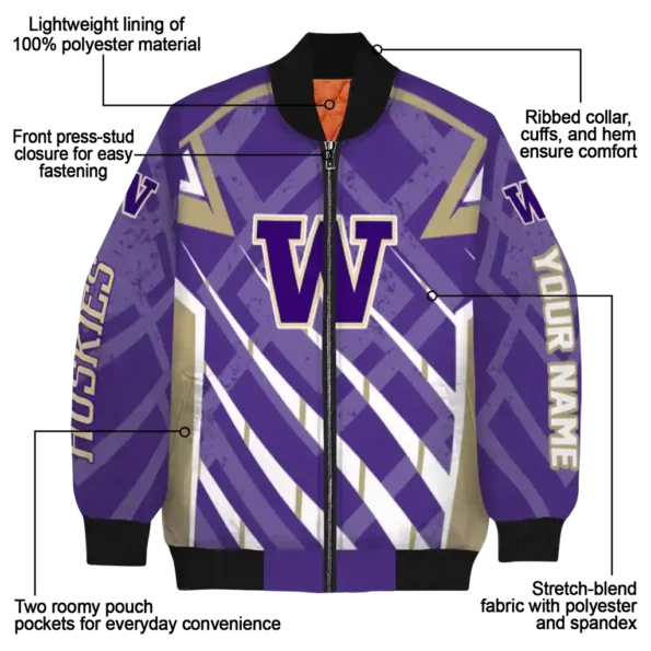 custom washington huskies chevron angles purple bomber jacket new arrival