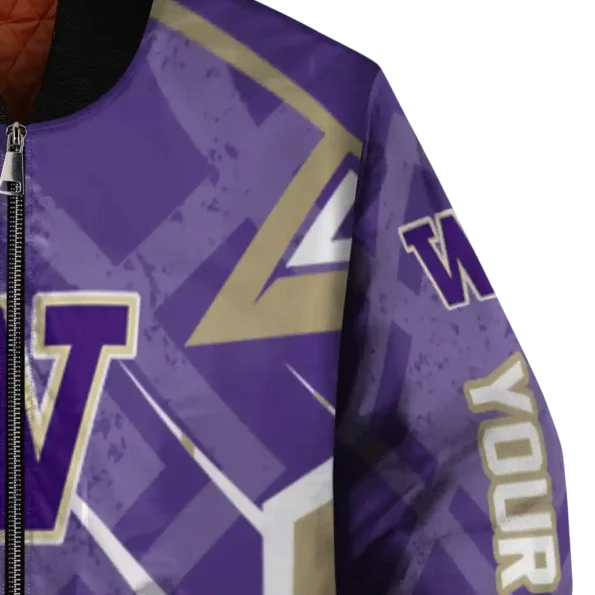 custom washington huskies chevron angles purple bomber jacket premium grade