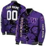 custom washington huskies hexagon cluster purple black varsity jacket best selling.webp