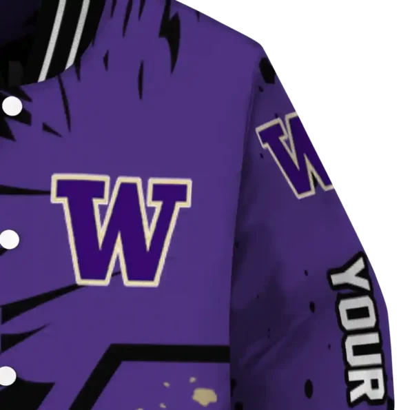 custom washington huskies hexagon cluster purple black varsity jacket premium grade.webp