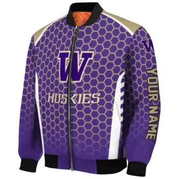 custom washington huskies hexagon grid purple bomber jacket best selling