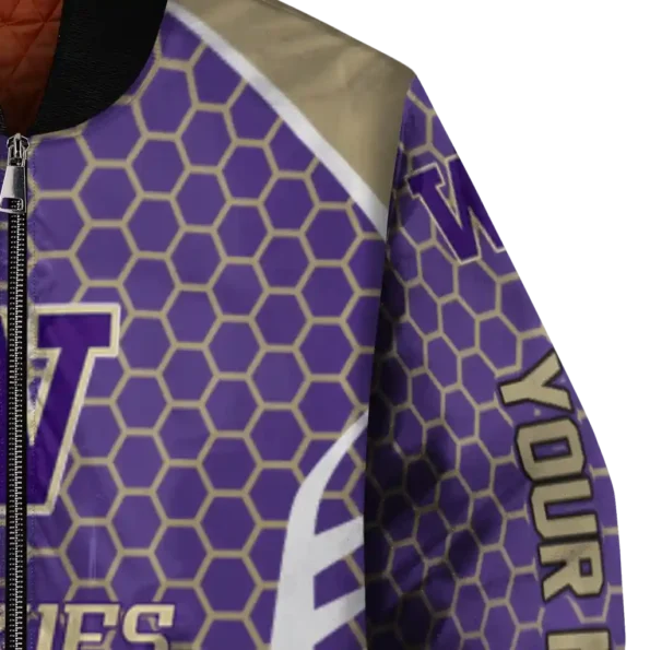 custom washington huskies hexagon grid purple bomber jacket premium grade