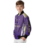custom washington huskies hexagon grid purple bomber jacket best selling