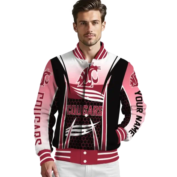custom washington state cougars mesh effect crimson black varsity jacket high quality.webp