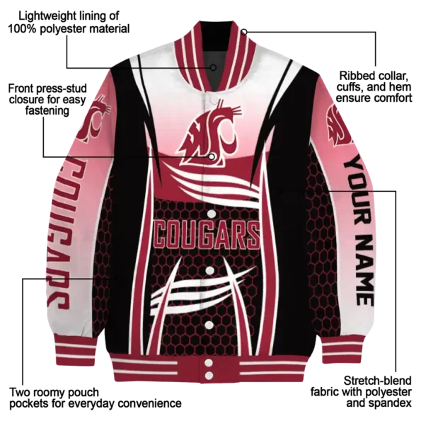 custom washington state cougars mesh effect crimson black varsity jacket new arrival.webp