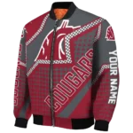 custom washington state cougars star burst crimson bomber jacket best selling