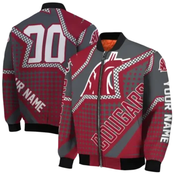 custom washington state cougars star burst crimson bomber jacket fashion forward
